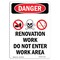 Signmission Safety Sign, OSHA Danger, 5" Height, 5" Length, Renovation Work, Portrait OS-DS-D-35-V-1752 - alternate 1